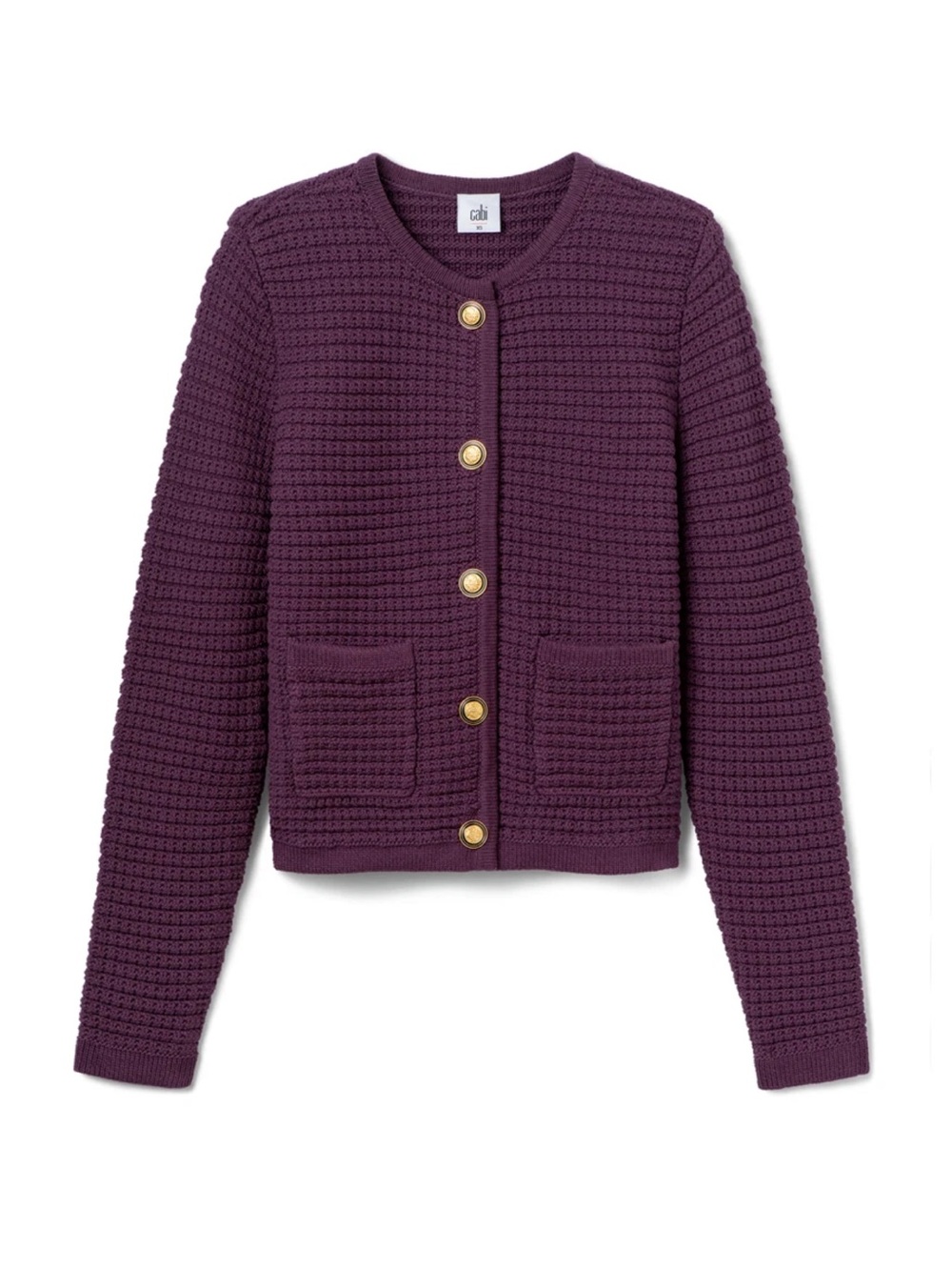 NWOT! CAbi Plum Knit Button Cardigan Jacket Sz. L